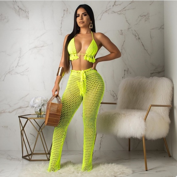 Two piece neon beach crochet set - Picture 1 of 1